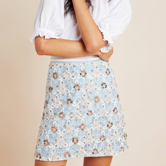Anthropologie Persephone Beaded Mini Skirt